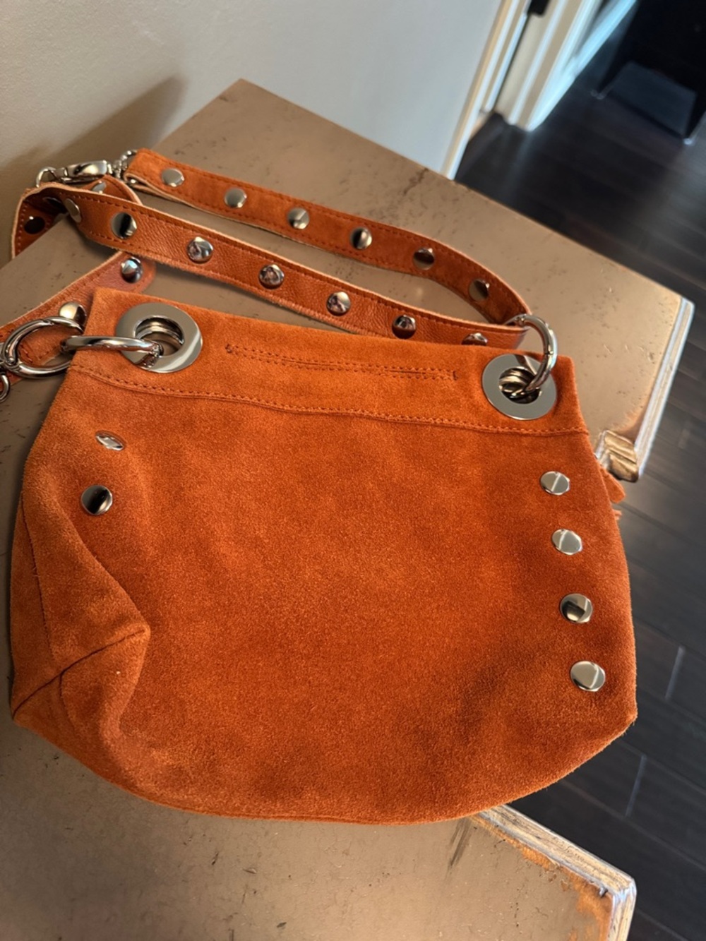 Hammitt Rust Suede Crossbody with Silver Hardware - Picture 8 of 16